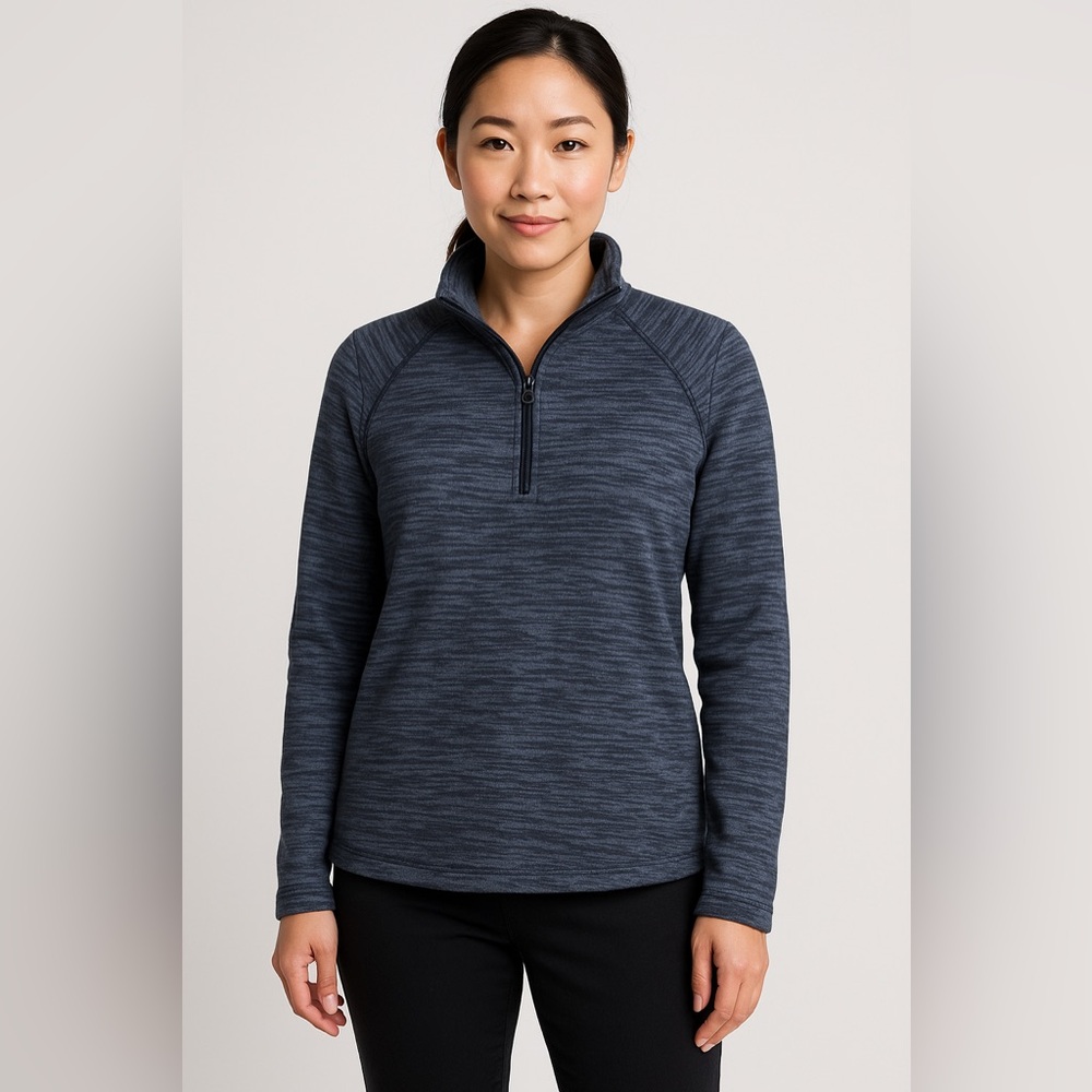 St John’s Bay Active Petite PS Quarter Zip Pullover | Soft Fleece Lined | Blue